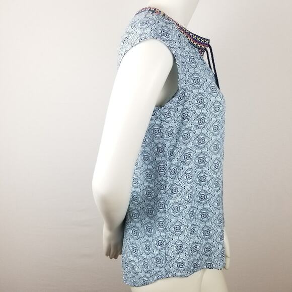 DR2 Daniel Rainn Boho Embroidered Shirt Top S Hi Lo Tassels Popover - Picture 3 of 8